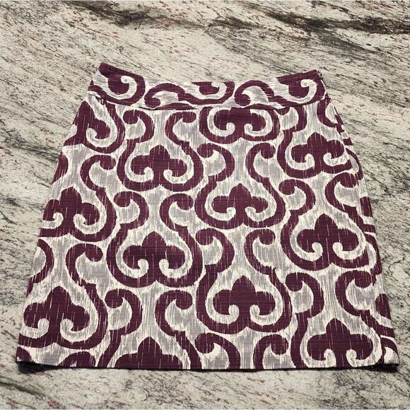ANN Taylor merlot and grayish‎ patterned a-line skirt size 2 - Picture 1 of 9